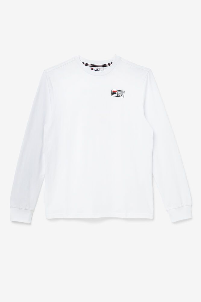 Fila T-Shirt Herre Hvide Vesuvius Lang Ærme EZD-287940